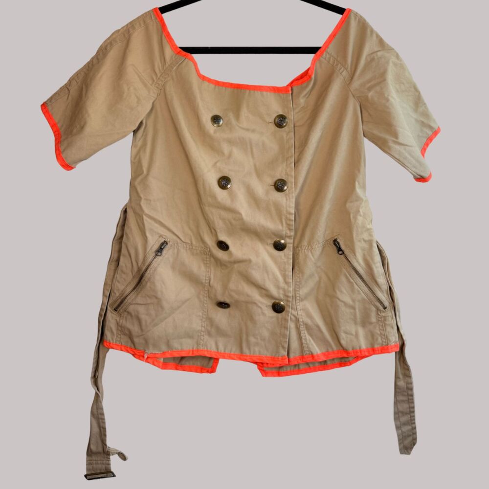 Vintage Avant-Garde Double Breasted Trench Inspired Blouse